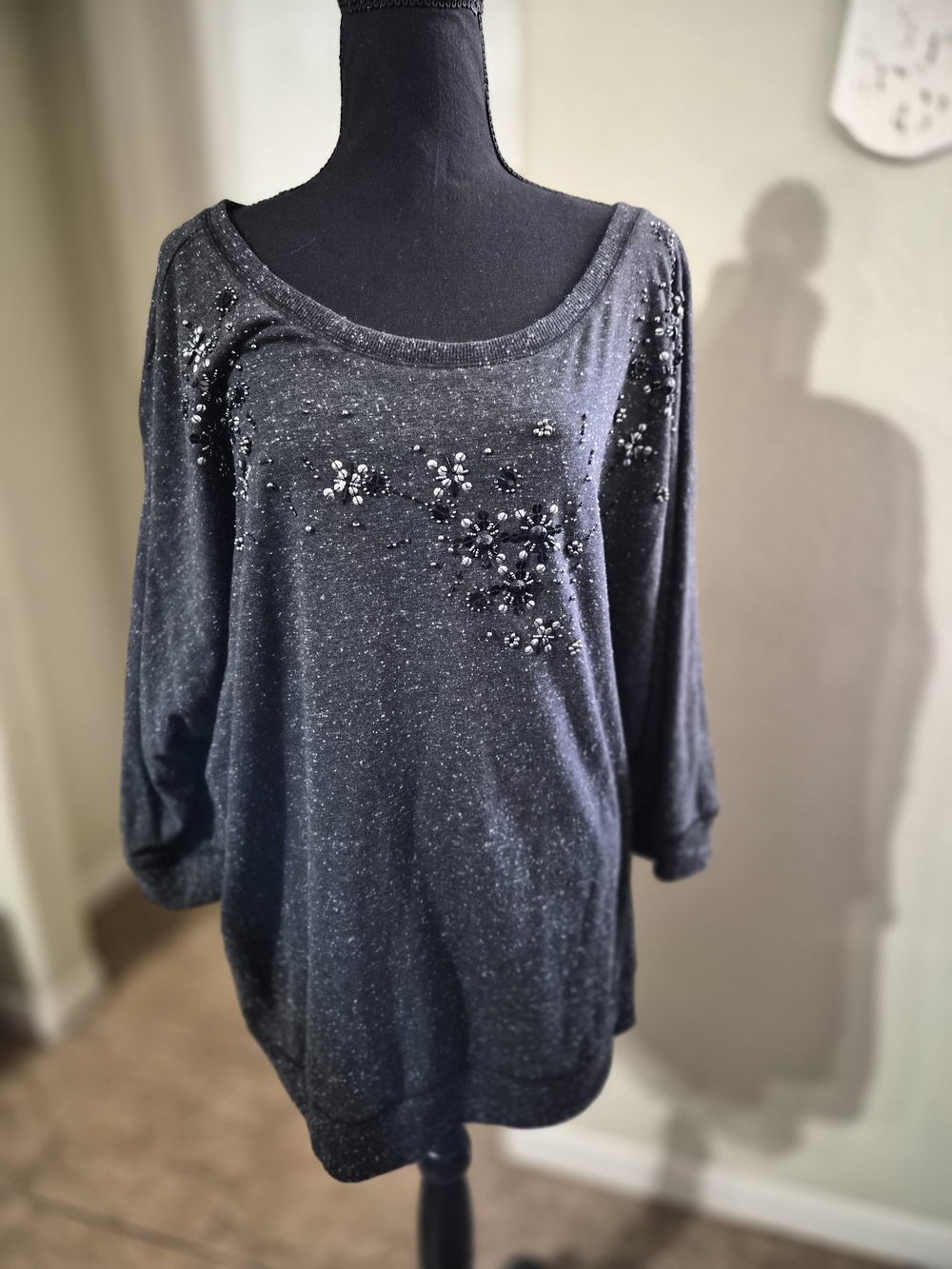 Lane Bryant Embellished Black Women's Light Sweater Top